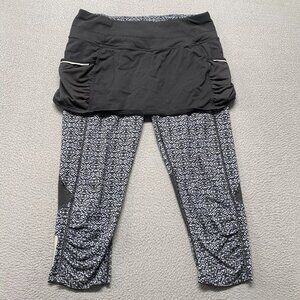 Athleta Dream Acceleration 2-in-1 Skirt Capri Leggings Womens Medium Black Gray